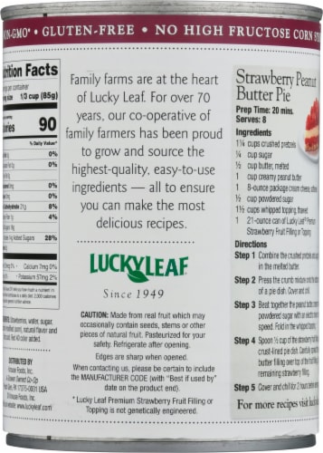 Lucky Leaf® Premium Stawberry Fruit Filling and Topping Perspective: back