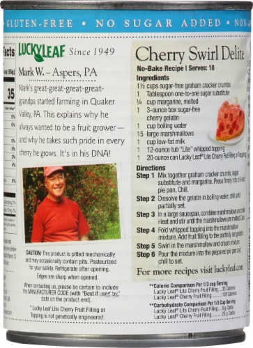 Lucky Leaf® Lite Cherry Fruit Filling & Topping Perspective: back