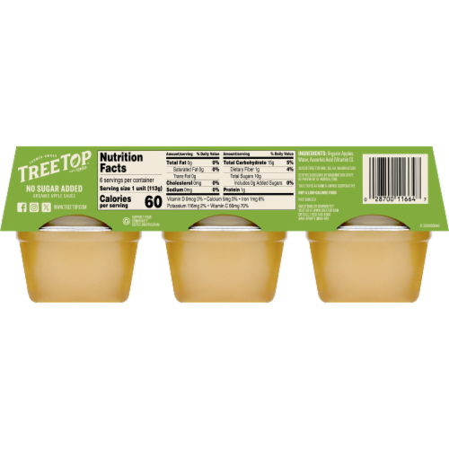 Tree Top Organic Applesauce Cups Perspective: back