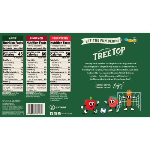 Tree Top® Apple/Strawberry/Cinnamon Apple Sauce Pouches Variety Pack Perspective: back