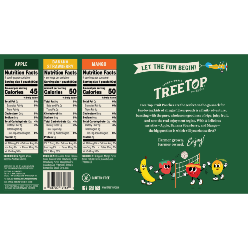 Tree Top® Apple/Banana Strawberry/Mango Apple Sauce Pouches Variety Pack Perspective: back
