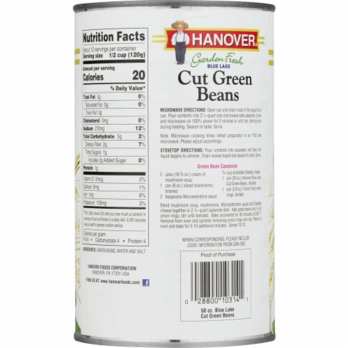 Hanover Garden Fresh Blue Lake Cut Green Beans Perspective: back