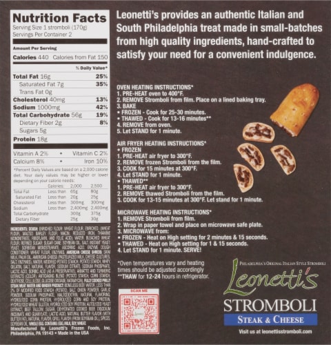 Leonetti's Steak & Cheese Stromboli Perspective: back