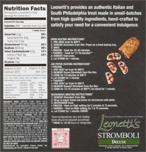 Leonetti’s Deluxe Sausage & Pepperoni & Roasted Vegetable Stromboli Perspective: back