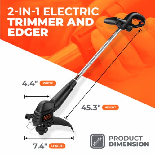 Black and Decker 2-in-1 Metal Electric Trimmer & Edger with 3.5 Amp Motor, Black Perspective: back
