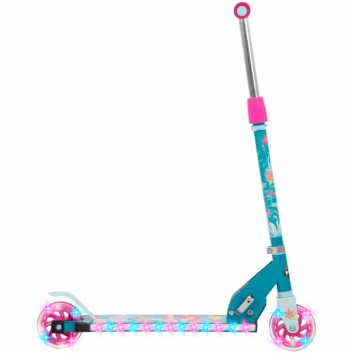 Huffy Disney's The Little Mermaid Electro-Light 3 Wheeled Scooter - Purple/Green Perspective: back