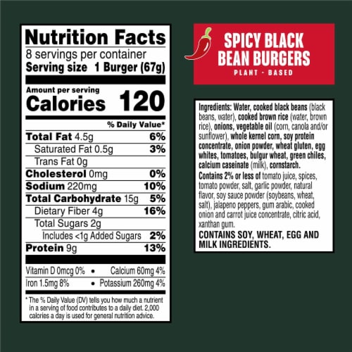 MorningStar Farms® Spicy Black Bean Value Pack Plant Based Veggie Burgers Perspective: back