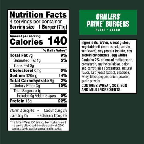 MorningStar Farms® Grillers Prime Veggie Burgers Perspective: back