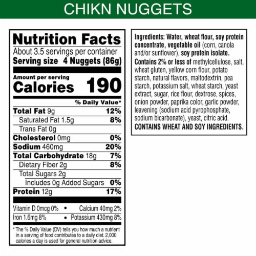 MorningStar Farms® Original Vegan Chicken Nuggets Perspective: back