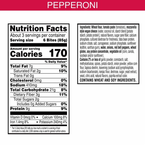 MorningStar Farms Veggitizers Meatless Pepperoni Pizza Bites Perspective: back
