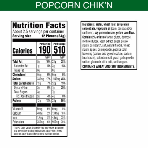 MorningStar Farms® Veggitizers Original Vegan Popcorn Chicken Perspective: back