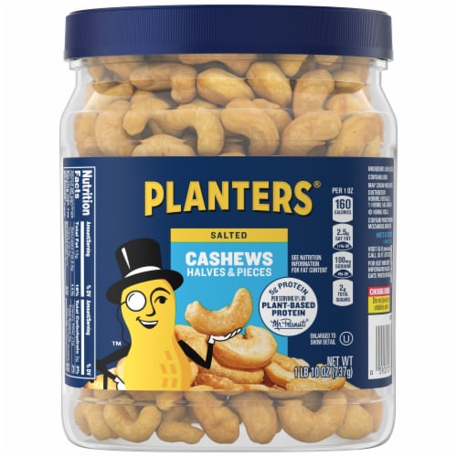 PLANTERS Salted Cashews Halves Pieces Perspective: back