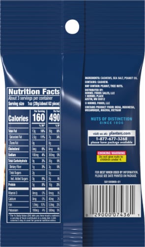 Planters Salted Cashews Perspective: back