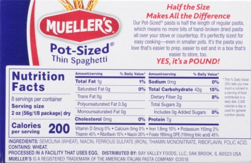 Mueller's Pot-Sized Thin Spaghetti Perspective: back