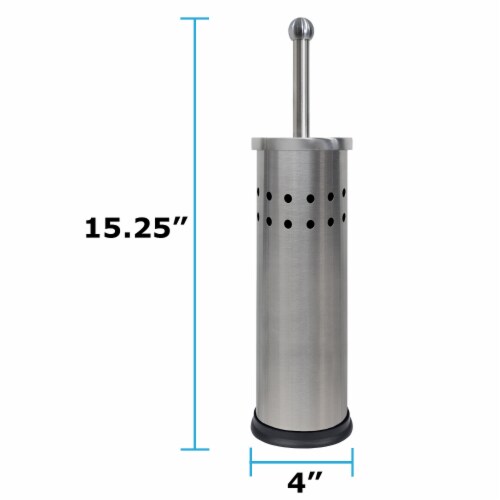 Blue Donuts Vented Stainless Steel Toilet Brush Holder Perspective: back
