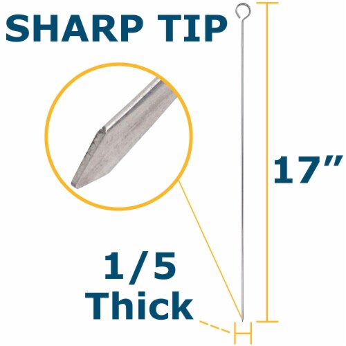 17 inch BBQ Skewers Set of 24, Used for Barbecuing Meat, Stainless Steel Barbeque Accessories Perspective: back