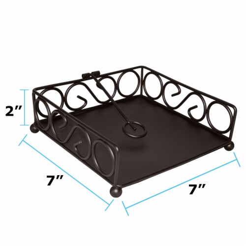 Blue Donuts Scroll Collection Bronze Flat Napkin Holder Perspective: back