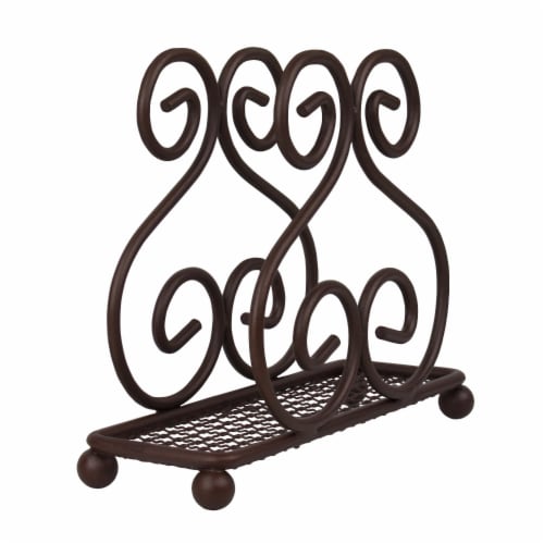 Blue Donuts Scroll Collection Steel Napkin Holder Freestanding for Kitchen Countertop, Bronze Perspective: back