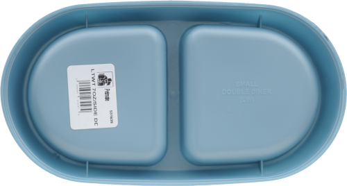 Petmate Small Oval Plastic Double Bowl Pet Food Dish Perspective: back