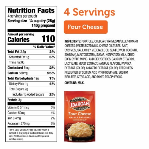 Idahoan Four Cheese Mashed Potatoes Perspective: back