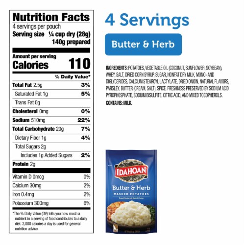 Idahoan Butter & Herb Mashed Potatoes, 4 oz Perspective: back
