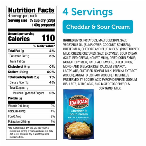 Idahoan Cheddar & Sour Cream Mashed Potatoes Perspective: back