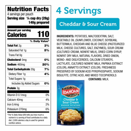 Idahoan Cheddar & Sour Cream Mashed Potatoes Perspective: back