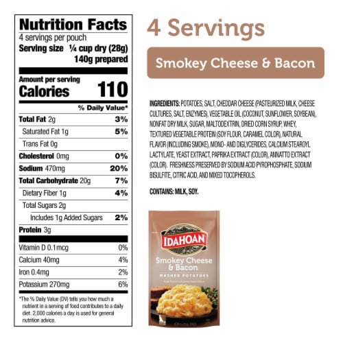 Idahoan Smokey Cheese & Bacon Mashed Potatoes Perspective: back