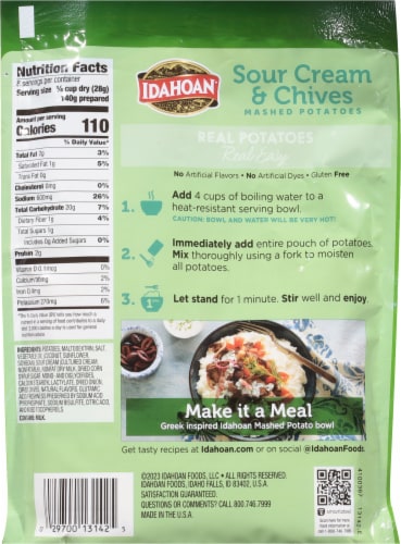 Idahoan® Sour Cream and Chives Instant Mashed Potatoes Perspective: back