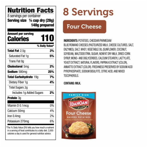 Idahoan Four Cheese Mashed Potatoes Family Size Perspective: back