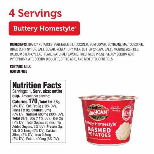 Idahoan® Buttery Homestyle® Mashed Potatoes Cups Perspective: back