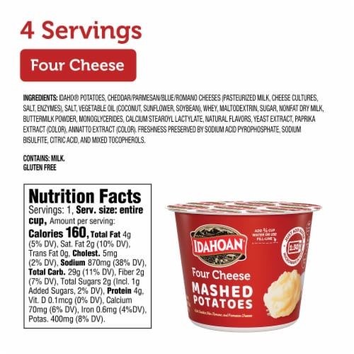 Idahoan Four Cheese Mashed Potatoes Cups Perspective: back