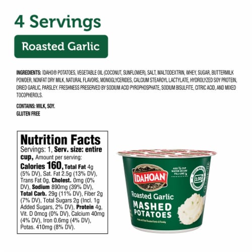 Idahoan Roasted Garlic Mashed Potatoes Cups Perspective: back