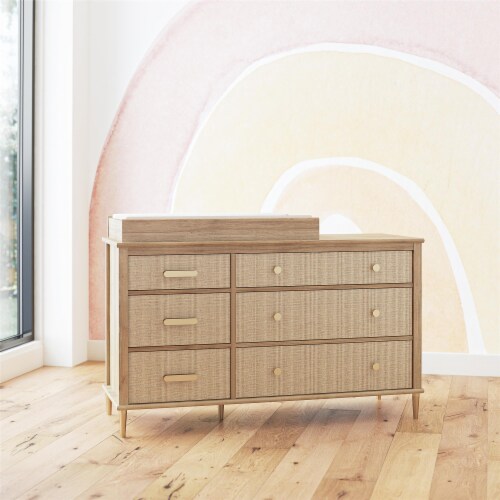 Shiloh Wide 6 Drawer Convertible Dresser Changing Table Natural