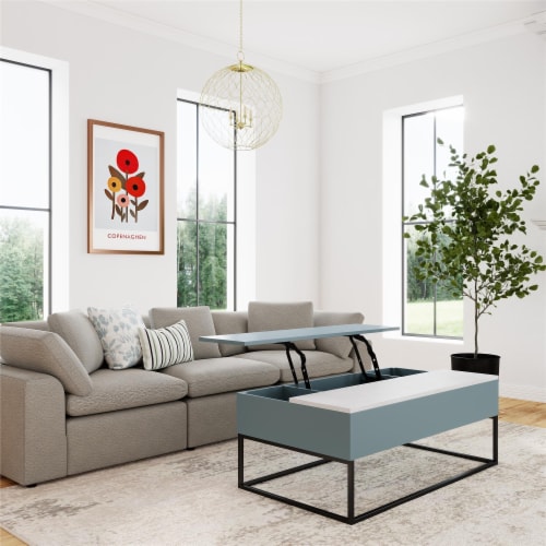 Cortney's Collection Perry Lift-Top Coffee Table, Powder Blue Perspective: back