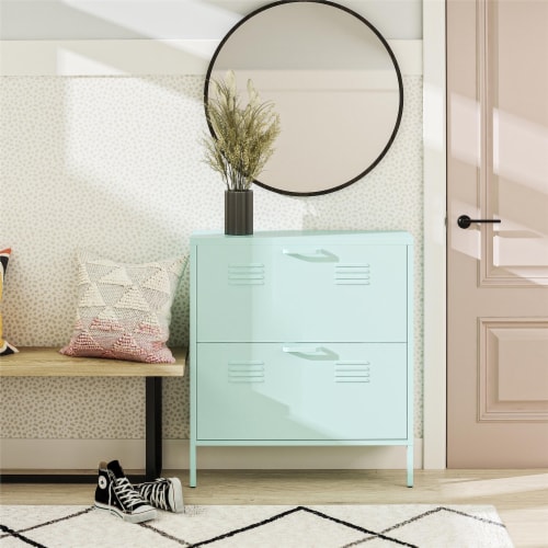 Cache 2 Door Locker Style Metal Shoe Storage Cabinet, Mint