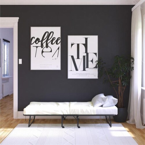 DHP Levy Folding Guest Bed with Metal Frame & 5 Inch Mattress Twin Size in Black Perspective: back