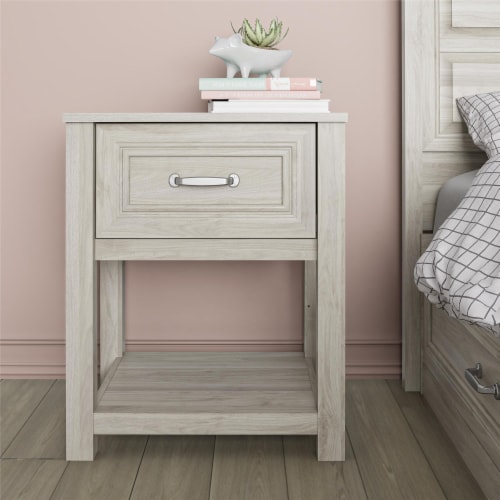 Sierra Ridge Levi Kids’ Nightstand, Light Walnut Perspective: back