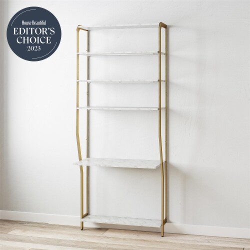 Gwyneth Closet - Vanity, White Faux Marble and Golden Bronze Perspective: back
