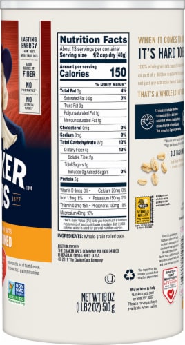 Quaker® Old Fashioned Whole Grain Oatmeal Perspective: back
