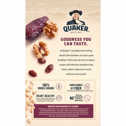 Quaker Cereal Raisin Date Walnut Flavor Instant Oatmeal Breakfast Perspective: back