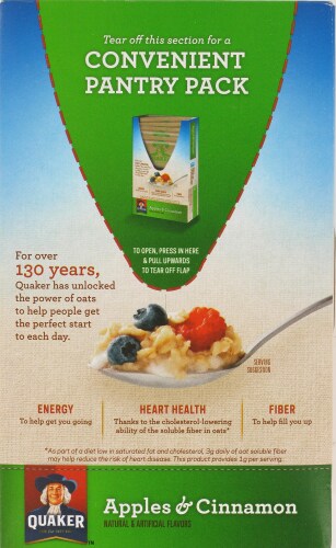 Quaker Apples & Cinnamon Instant Oatmeal Perspective: back