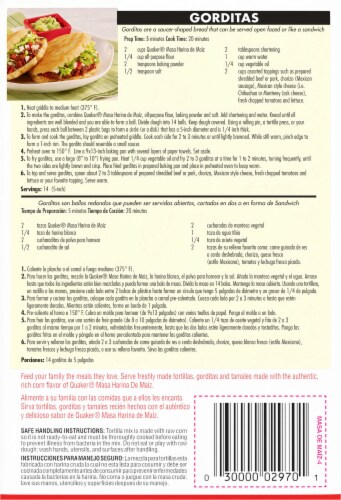Quaker® Corn Tortilla Mix Masa Harina de Maiz Perspective: back