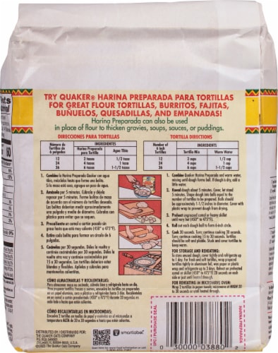 Quaker Harina Preparada White Flour Tortilla Mix Perspective: back
