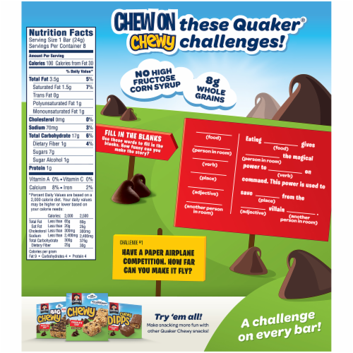 Quaker Chewy Chocolate Chip Granola Bars Perspective: back
