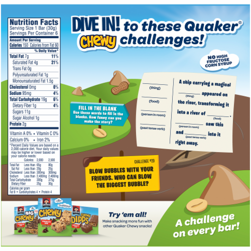 Quaker Chewy Dipps Peanut Butter Chocolate Covered Granola Bars Perspective: back