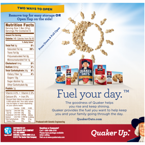 Quaker Chewy Dipps Chocolate Chip Chocolate Covered Granola Bars Perspective: back