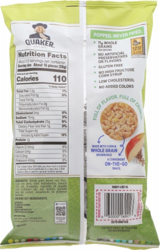 Quaker™ Rice Crisps Apple Cinnamon Flavor Popped Snacks Perspective: back