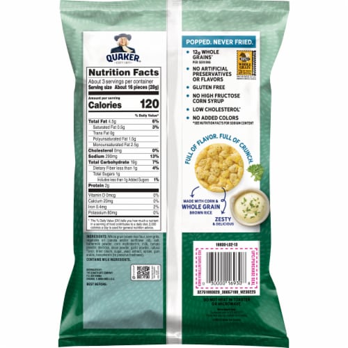 Quaker®  Buttermilk Ranch Flavor Rice Crisps Perspective: back
