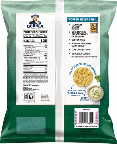 Quaker Buttermilk Ranch Flavor Rice Crisps Perspective: back